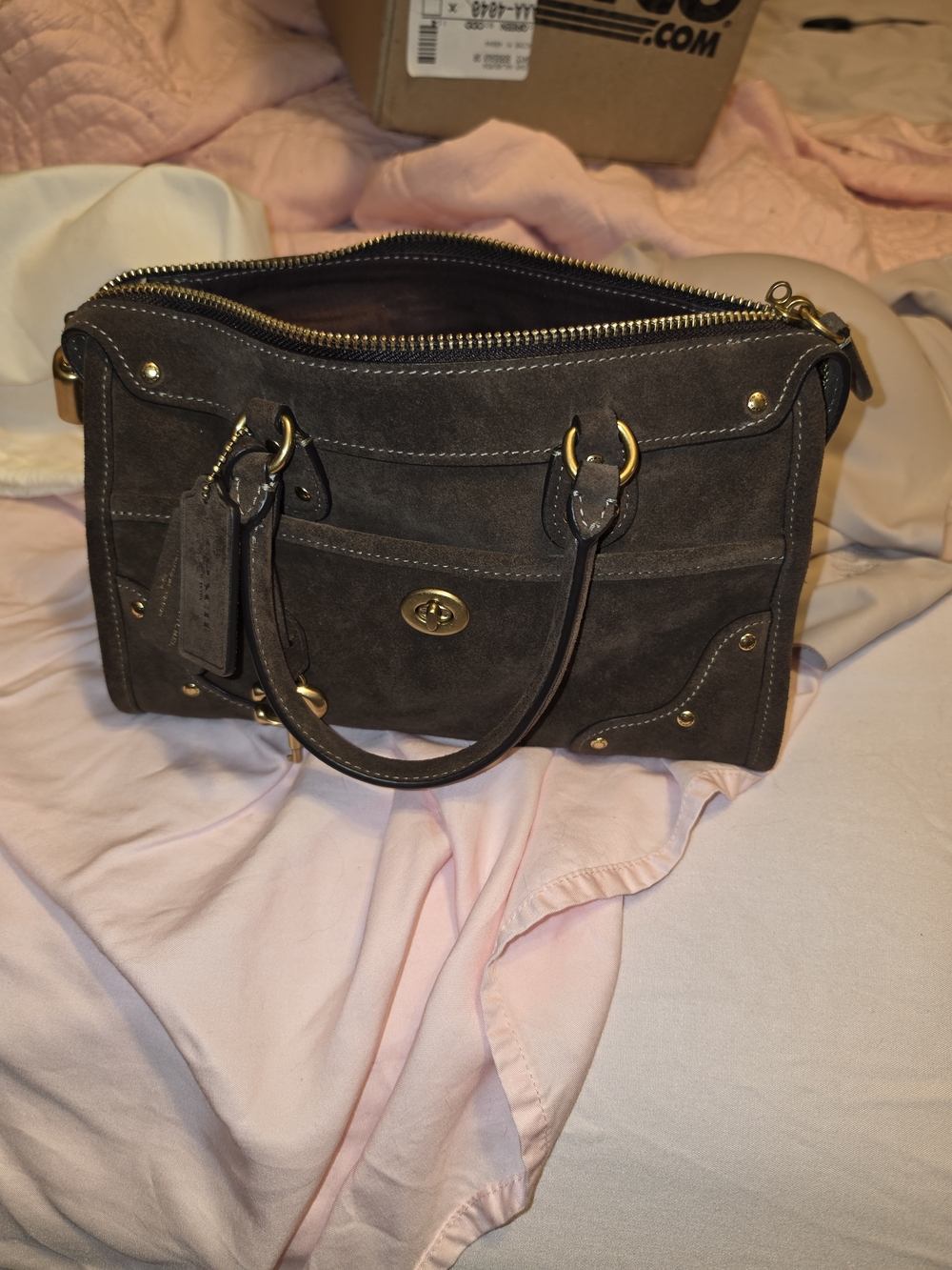 Coach RHYDER 24 Brown Suede Top-Handle Crossbody Bag - Picture 9 of 9